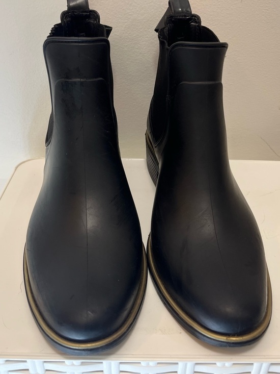 kate spade Black Chelsea Rain Booties with Gold Trim - Picture 7 of 13